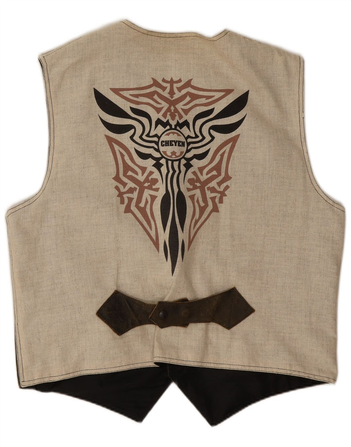 Gilet grafico da uomo vintage grande color kaki