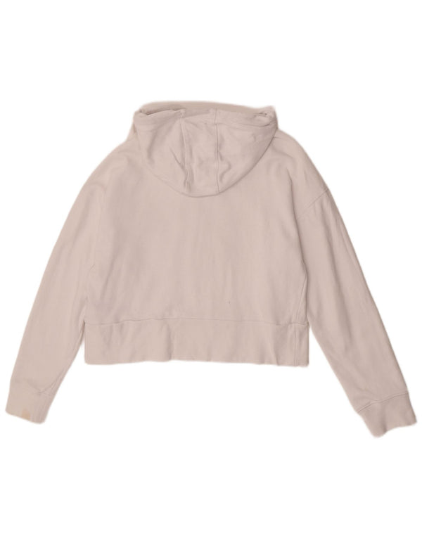 Maglione corto con cappuccio grafico oversize da donna Dkny UK 10 piccolo cotone bianco