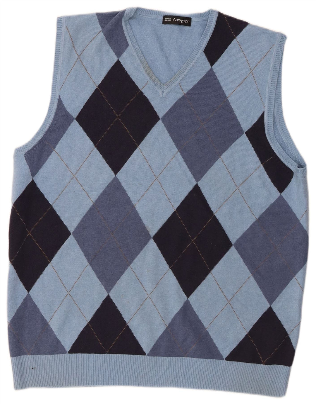 Canotta da uomo Marks & Spencer Autograph Canotta grande blu a rombi/diamante