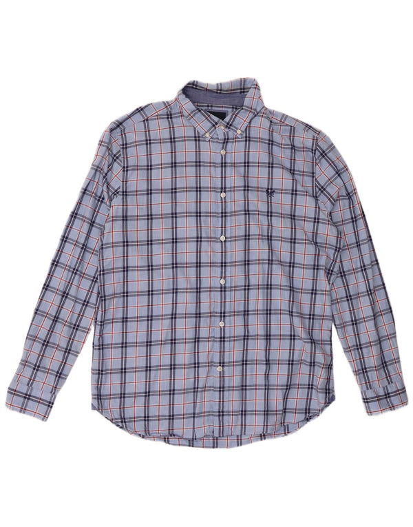 Crew Clothing Camicia da uomo slim fit in flanella XL in cotone a quadri blu