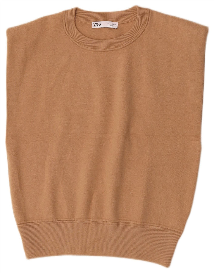 Canotta canotta da donna Zara UK 16 grande in viscosa marrone