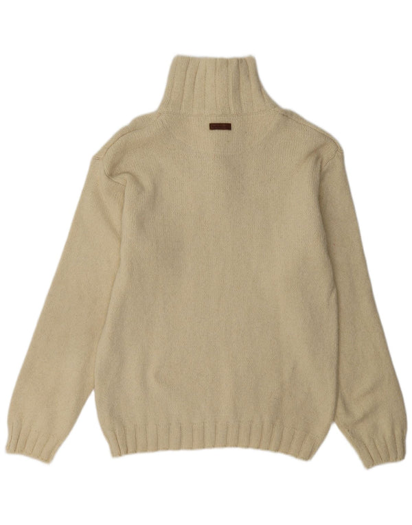 Marlboro Classics Mens Button Neck Jumper Sweater XL Beige Wool