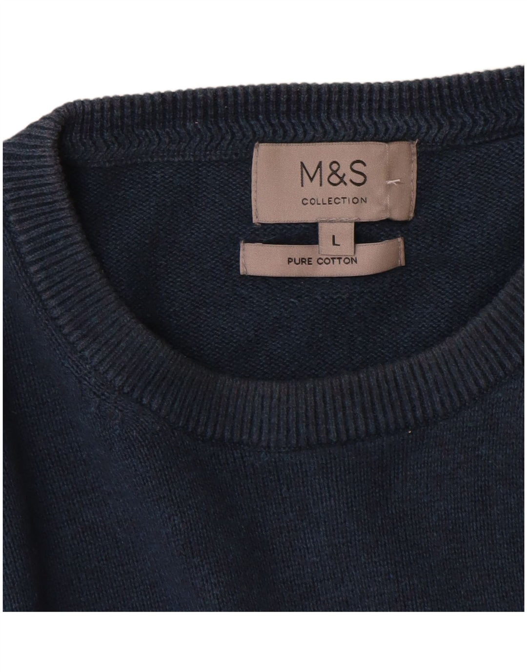Maglione maglione girocollo da uomo Marks & Spencer grande cotone blu navy