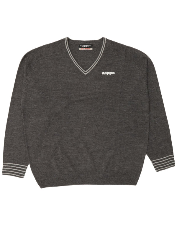 Maglione Kappa da uomo con scollo a V 2XL grigio acrilico