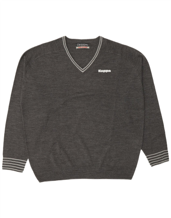 Maglione Kappa da uomo con scollo a V 2XL grigio acrilico