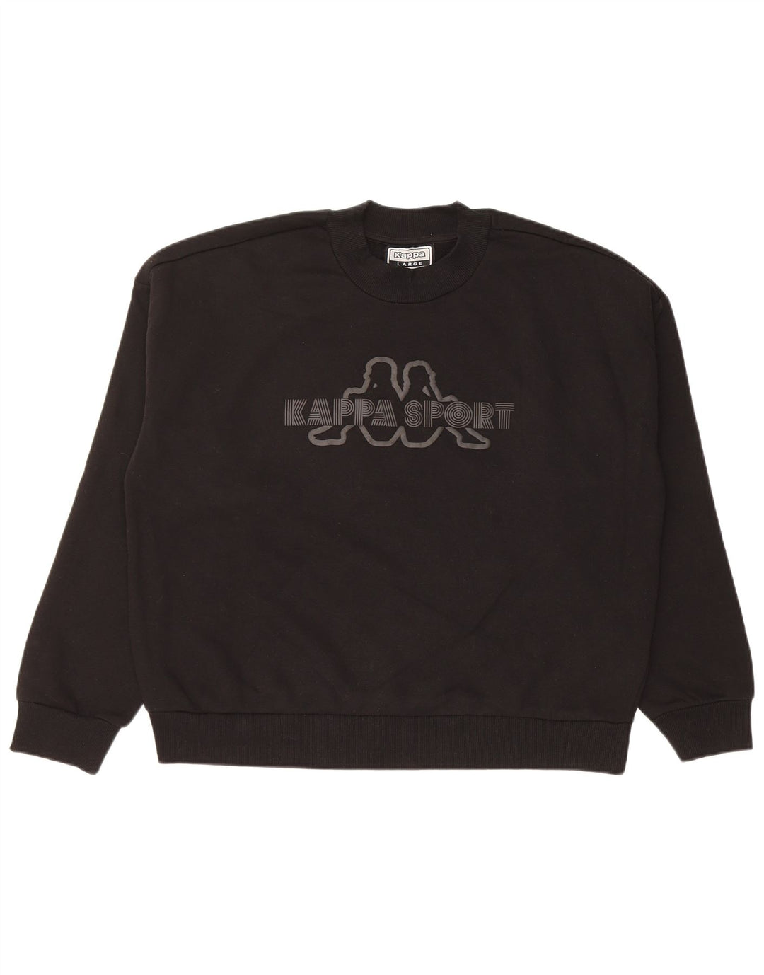 Felpa KAPPA da donna con grafica corta oversize, taglia UK 16, grande, nera