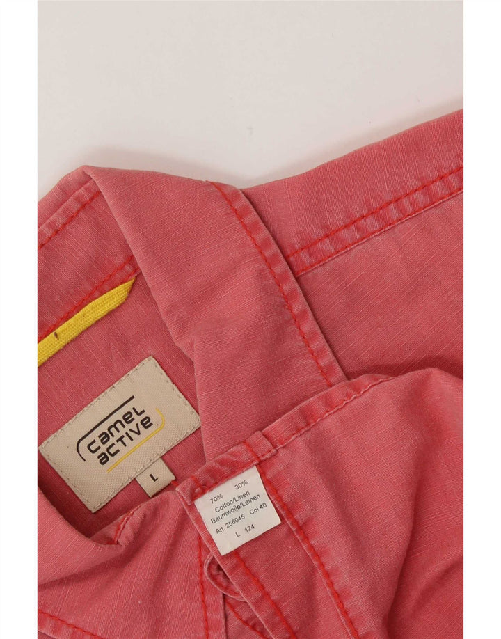 Camicia a maniche corte da uomo Camel Active grande in cotone rosa
