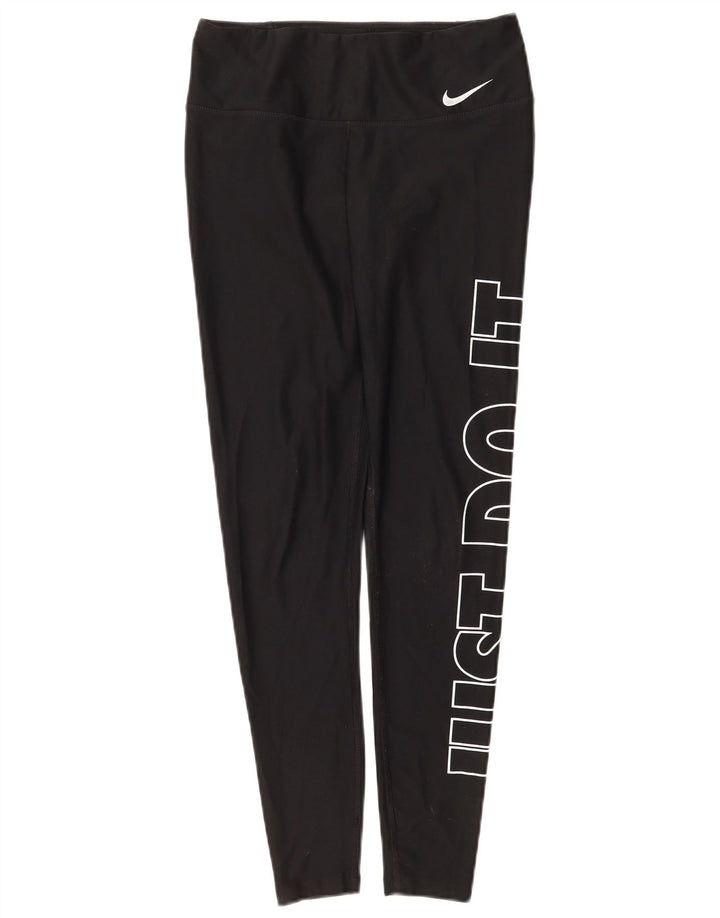 Leggings grafici Nike da donna Dri Fit UK 8 piccoli poliestere nero