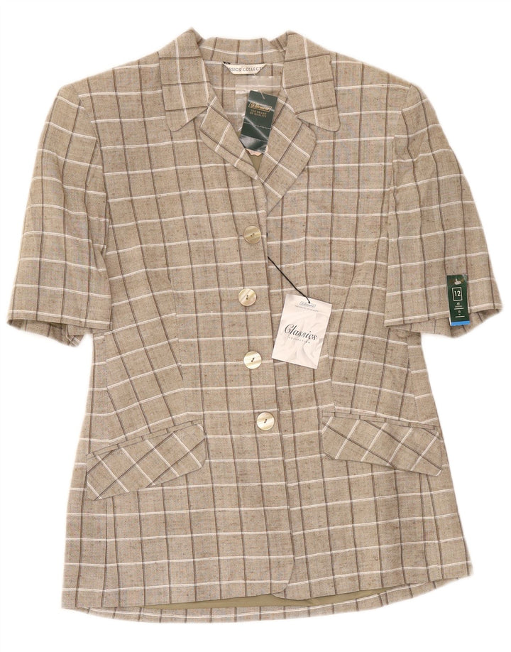 Top cardigan a maniche corte da donna St. Bernard UK 12 a quadri marrone medio