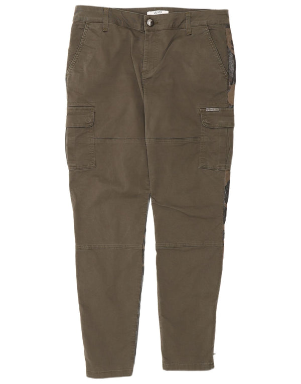 Pantaloni cargo slim da donna Liu Jo W31 L30 cotone mimetico kaki