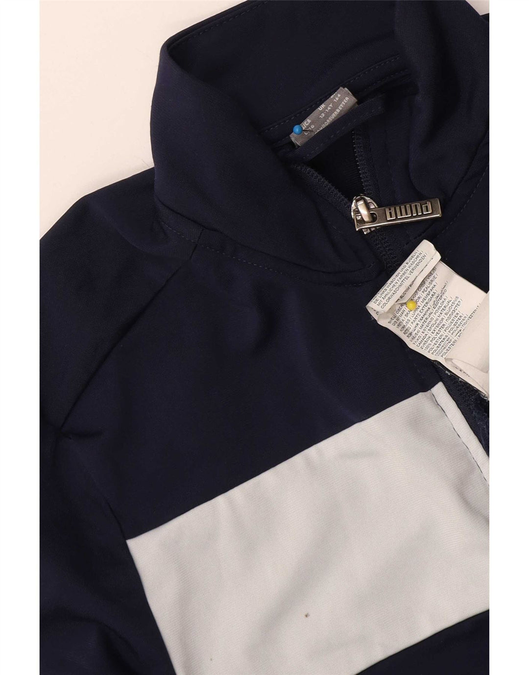 Giacca da tuta da ragazzo Puma 13-14 anni in poliestere color block blu navy