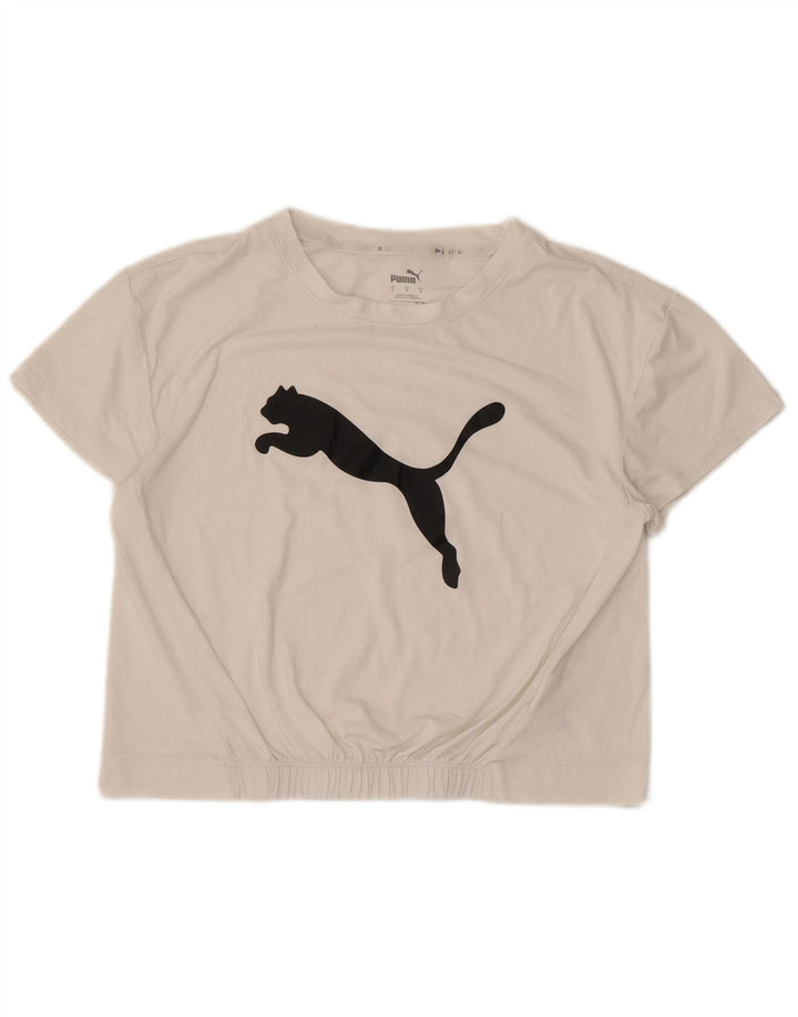 T-shirt grafica corta da donna Puma UK 10 piccola bianca in poliestere