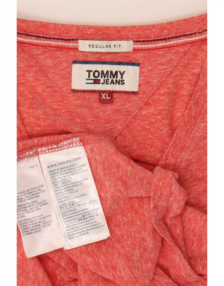 T-shirt da uomo vestibilità regolare Tommy Hilfiger Top XL poliestere chiazzato rosso