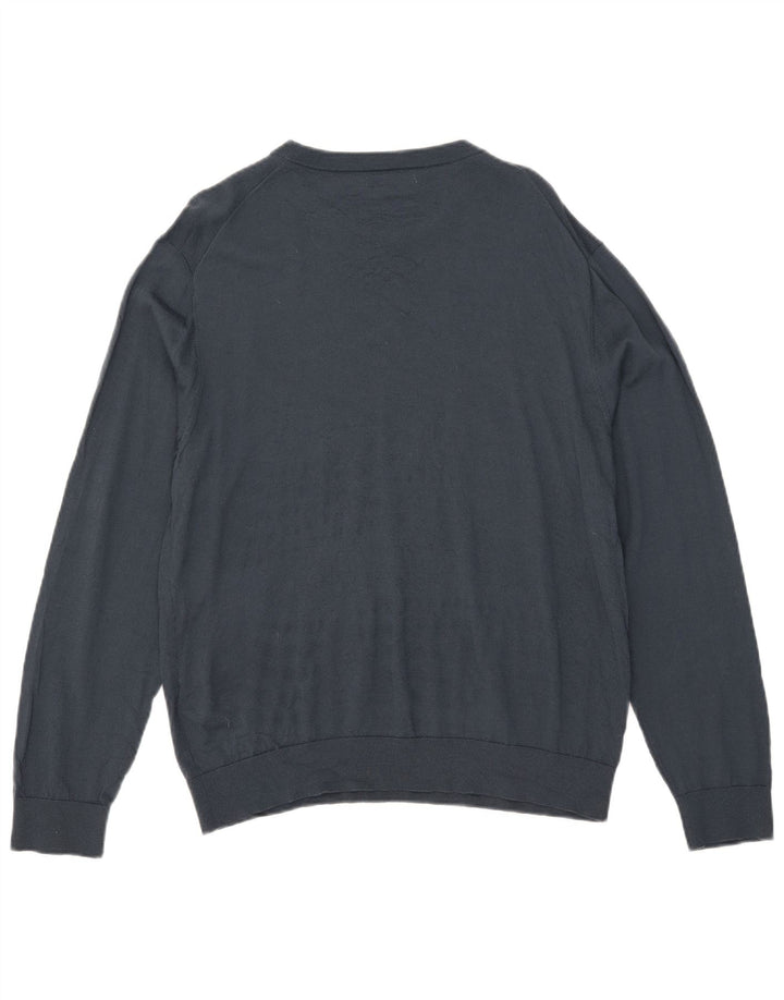 Maglione Zara da uomo con scollo a barca XL in lana blu navy