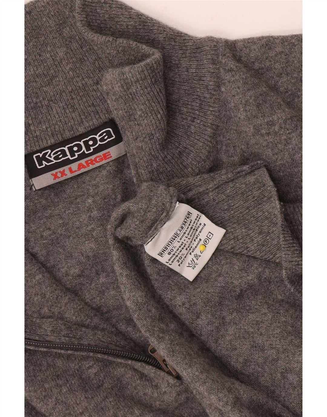 Maglione Kappa da uomo con zip e collo 2XL in lana d'agnello grigia