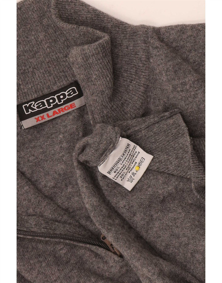 Maglione Kappa da uomo con zip e collo 2XL in lana d'agnello grigia