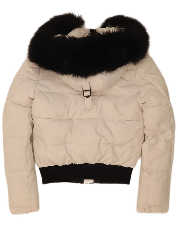Giacca imbottita oversize con cappuccio da donna Superdry UK 8 Small White Colourblock