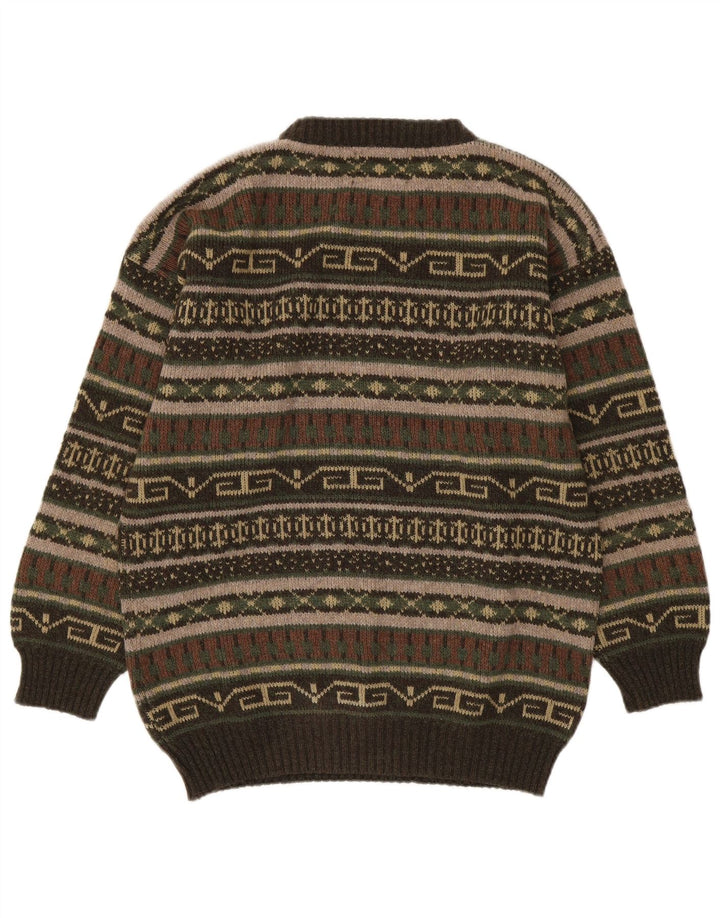 Maglione maglione girocollo da uomo Le Laureat Lana geometrica kaki media