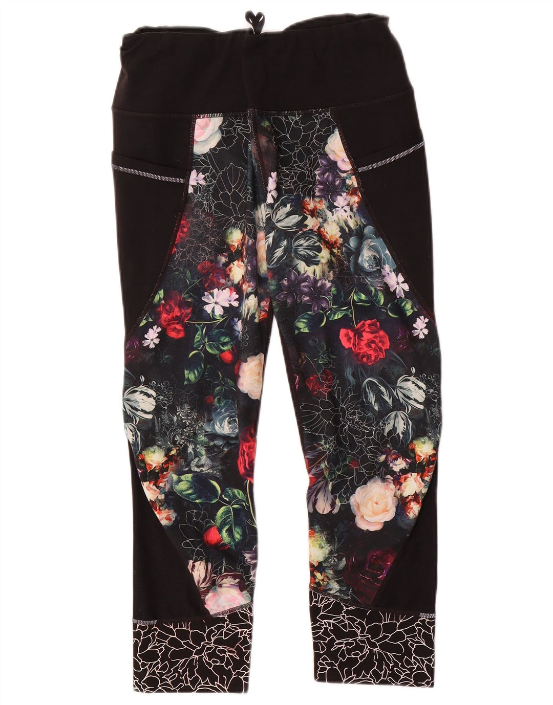 Leggings corti da donna Athleta UK 14 Poliestere floreale nero medio
