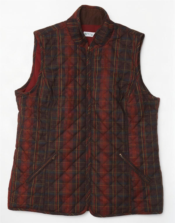 Gilet trapuntato da donna Orvis UK 14 poliestere medio a quadri multicolore