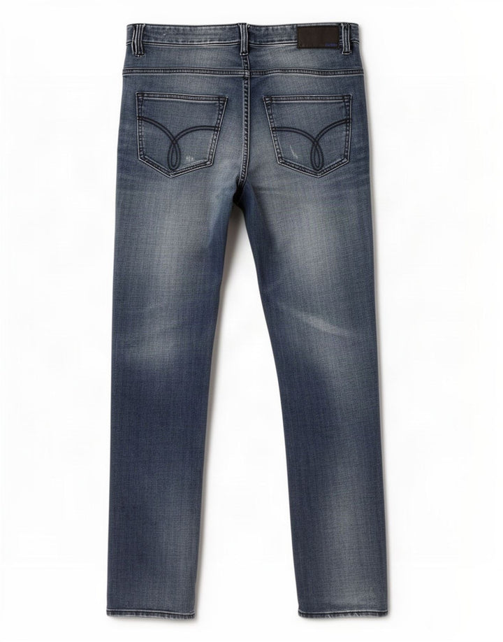 Jeans dritti invecchiati da uomo Calvin Klein W34 L34 cotone blu