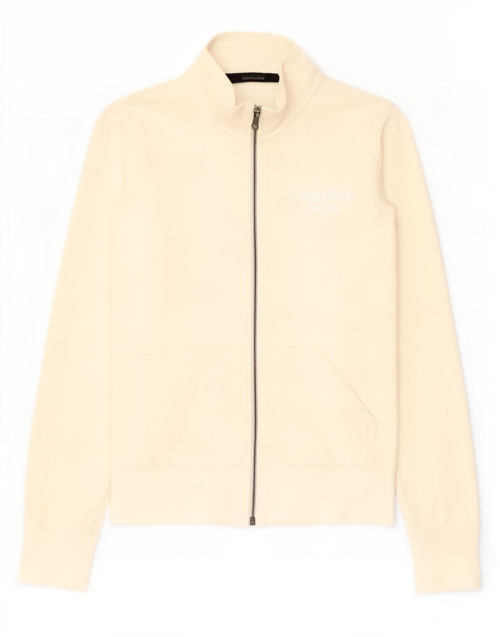 Giacca da ginnastica da donna Calvin Klein Jeans UK 12 media bianco sporco