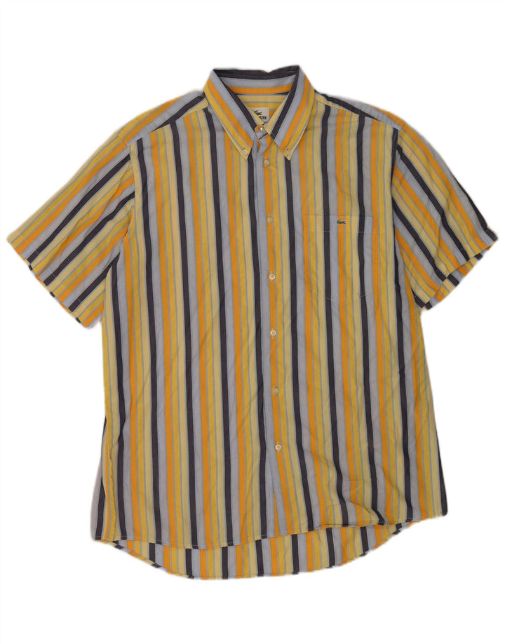 Camicia a maniche corte da uomo Lacoste taglia 42 grande cotone a righe multicolore