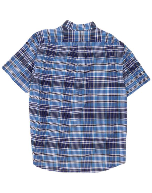 Camicia a maniche corte da uomo Ralph Lauren XL in cotone a quadri blu