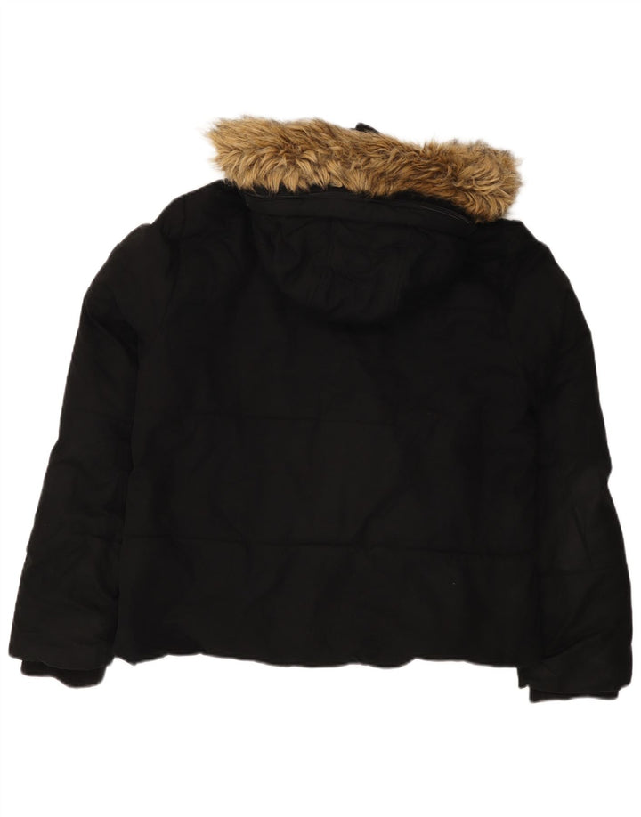 Giacca imbottita con cappuccio da donna Jack Wills UK 14 grande poliestere nero