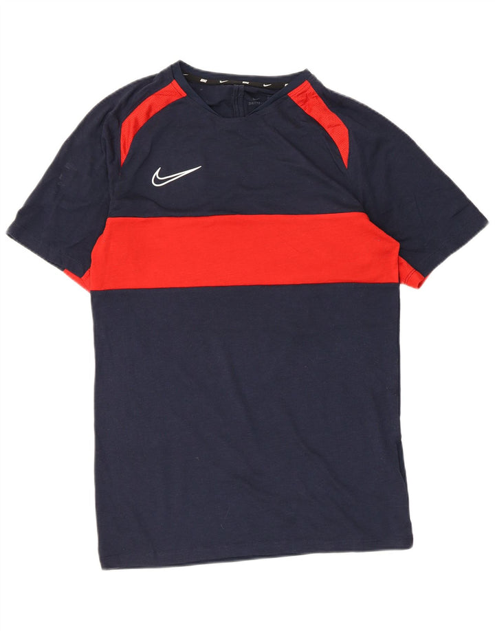 T-shirt Nike Dri Fit da uomo, piccola, in poliestere color block blu navy