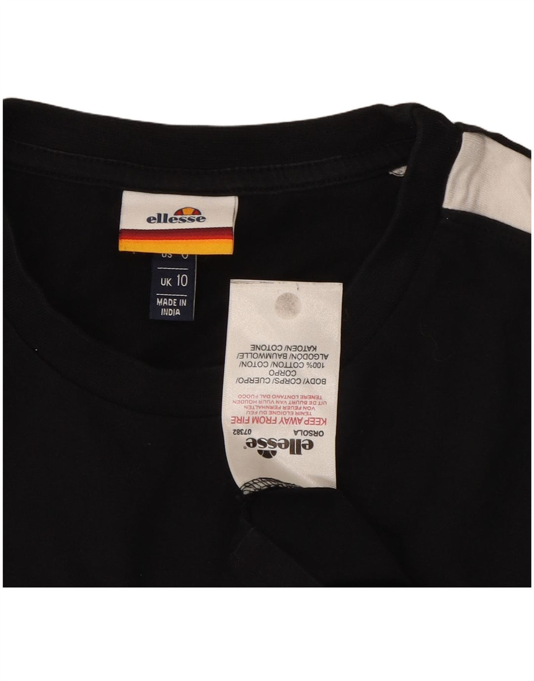 ELLESSE Womens Graphic Top Long Sleeve UK 10 Small Black Colourblock
