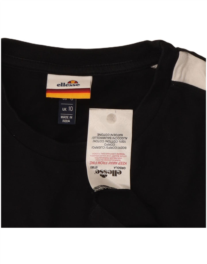 ELLESSE Womens Graphic Top Long Sleeve UK 10 Small Black Colourblock