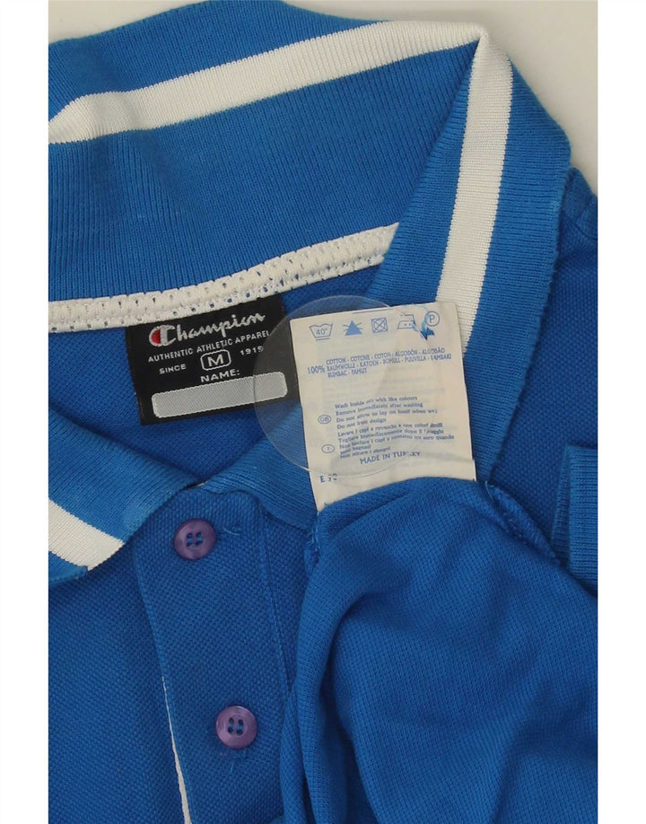Polo da uomo Champion in cotone a righe blu medio
