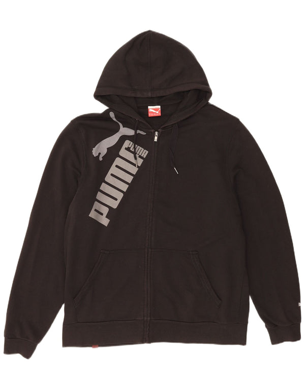 Felpa con cappuccio e zip grafica PUMA da uomo XL in cotone nero