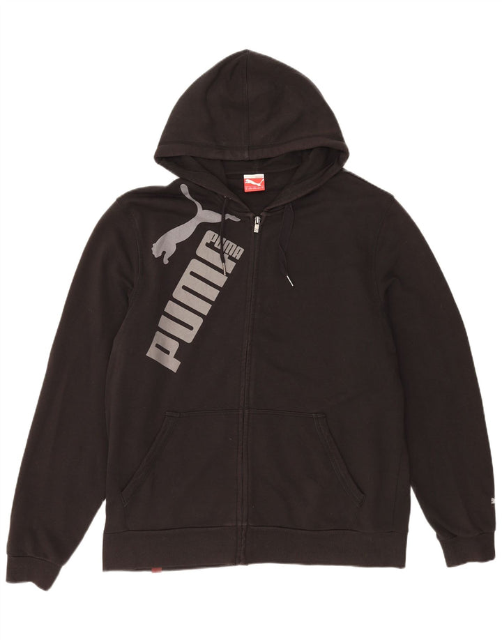 Felpa con cappuccio e zip grafica PUMA da uomo XL in cotone nero