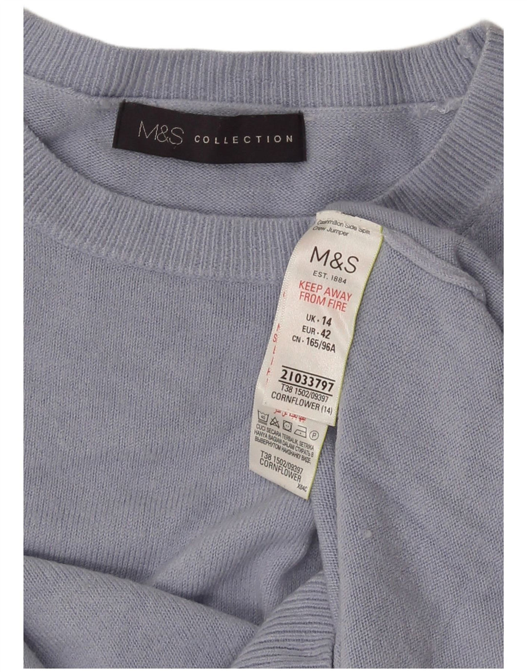 Maglione maglione girocollo da donna Marks & Spencer UK 14 Acrilico blu medio