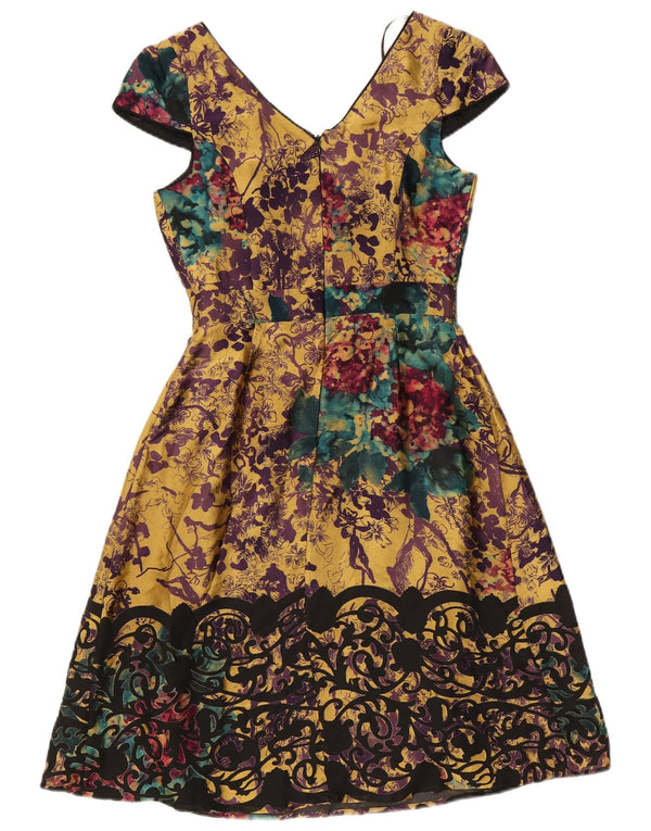 Abito a trapezio da donna Monsoon UK 8 Piccolo viscosa floreale gialla