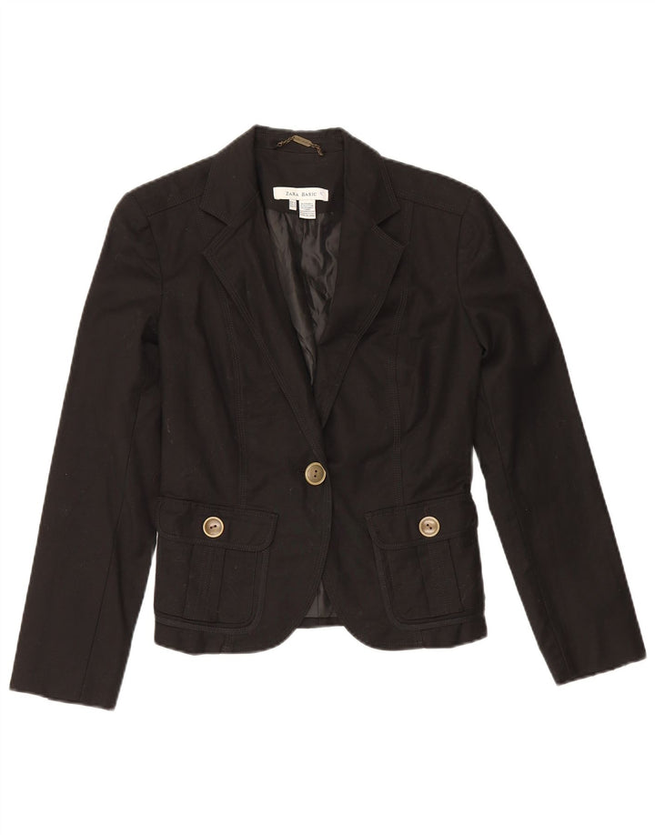 Giacca blazer a 1 bottone da donna Zara UK 10 piccola in cotone nero