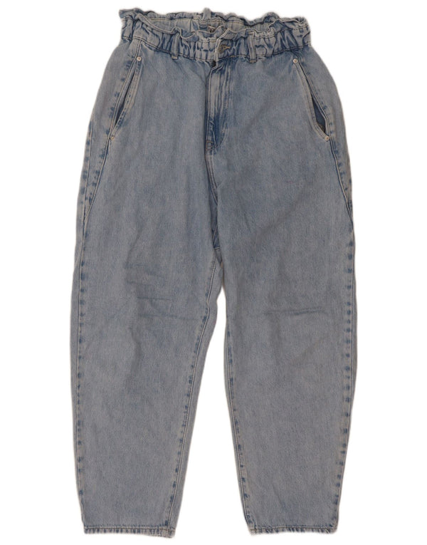 Jeans affusolati a vita alta corti da donna Zara EU 42 Large W32 L26 cotone blu
