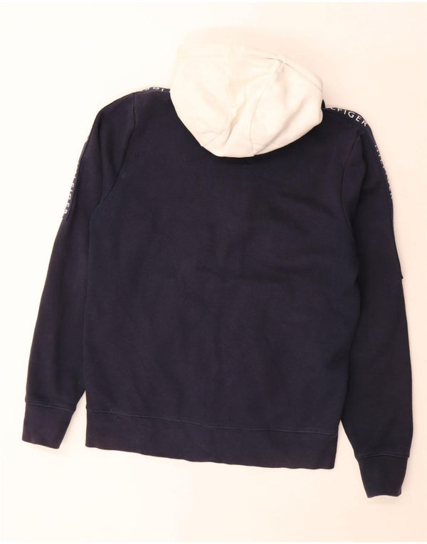 Maglione con cappuccio e zip grafica da uomo Tommy Hilfiger piccolo color block blu navy
