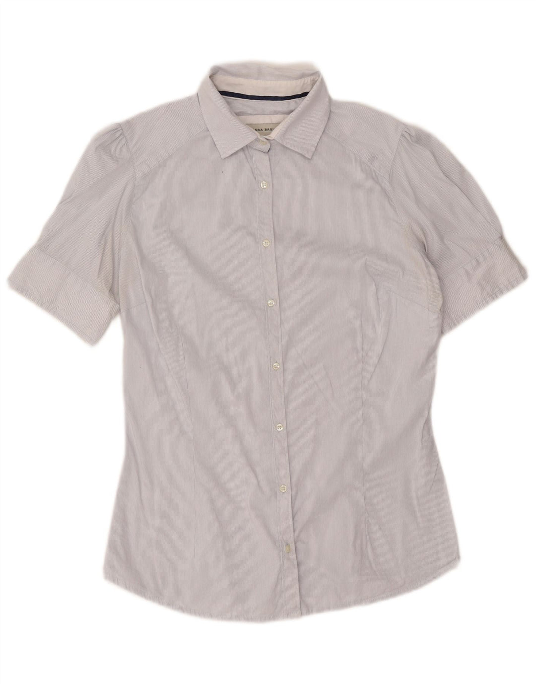 Camicia a maniche corte da donna Zara UK 14 gessato bianco medio