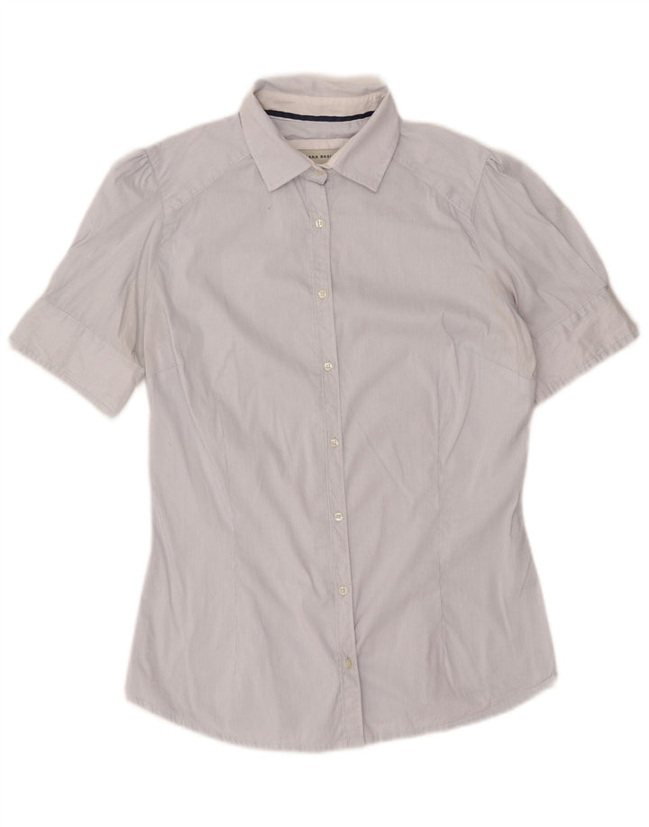 Camicia a maniche corte da donna Zara UK 14 gessato bianco medio