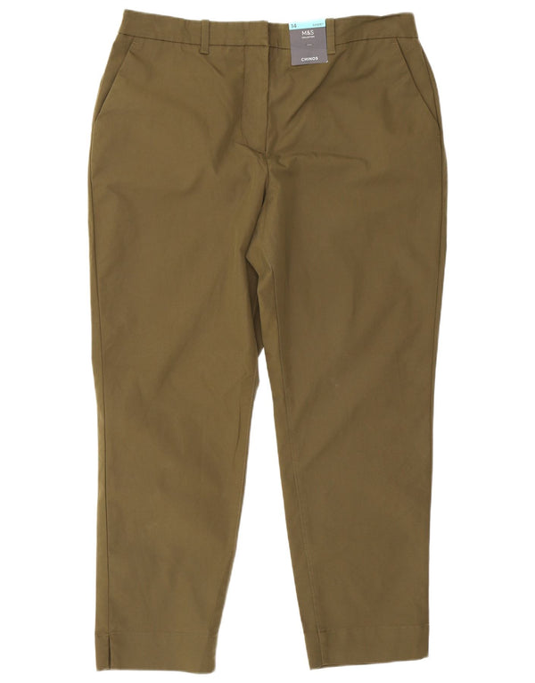 Pantaloni chino affusolati da donna Marks & Spencer UK 14 Large W34 L25 Cachi