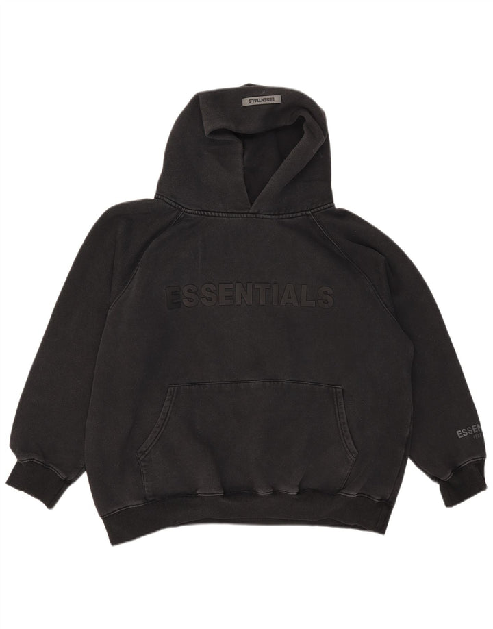 Felpa con cappuccio oversize grafica da donna Essentials UK 14 grande cotone nero