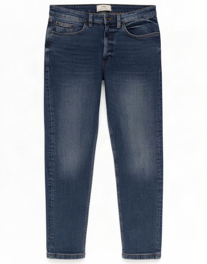 Marks & Spencer Jeans dritti da uomo W32 L29 Blu Cotone