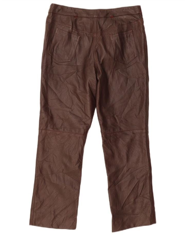 VINTAGE Womens Straight Trousers IT 44 Medium W30 L26 Maroon Leather