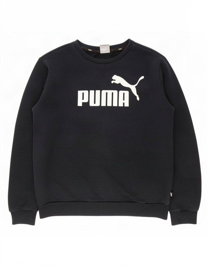 Felpa grafica da uomo Puma Felpa media in cotone nero
