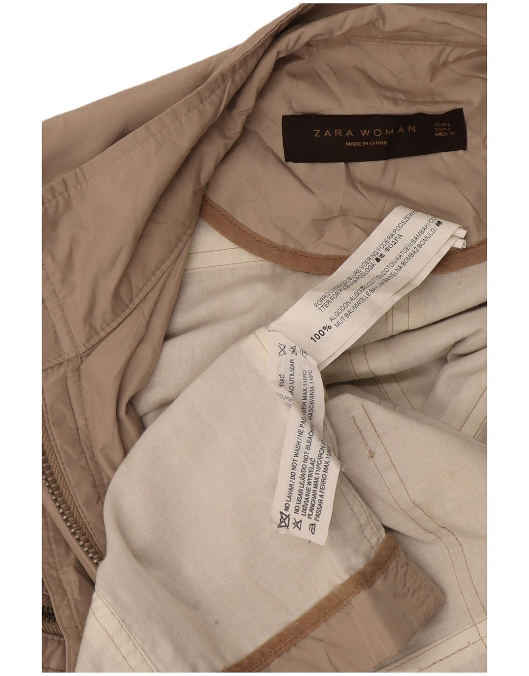 Giacca utility da donna Zara UK 14 grande cotone beige