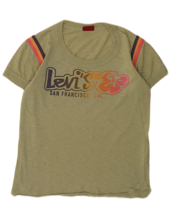 T-shirt grafica da donna Levi's Top UK 10 piccola in cotone kaki