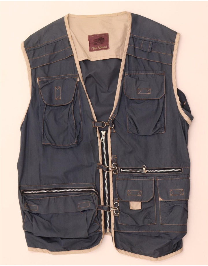 Gilet pratico da uomo vintage UK 36 piccolo blu navy